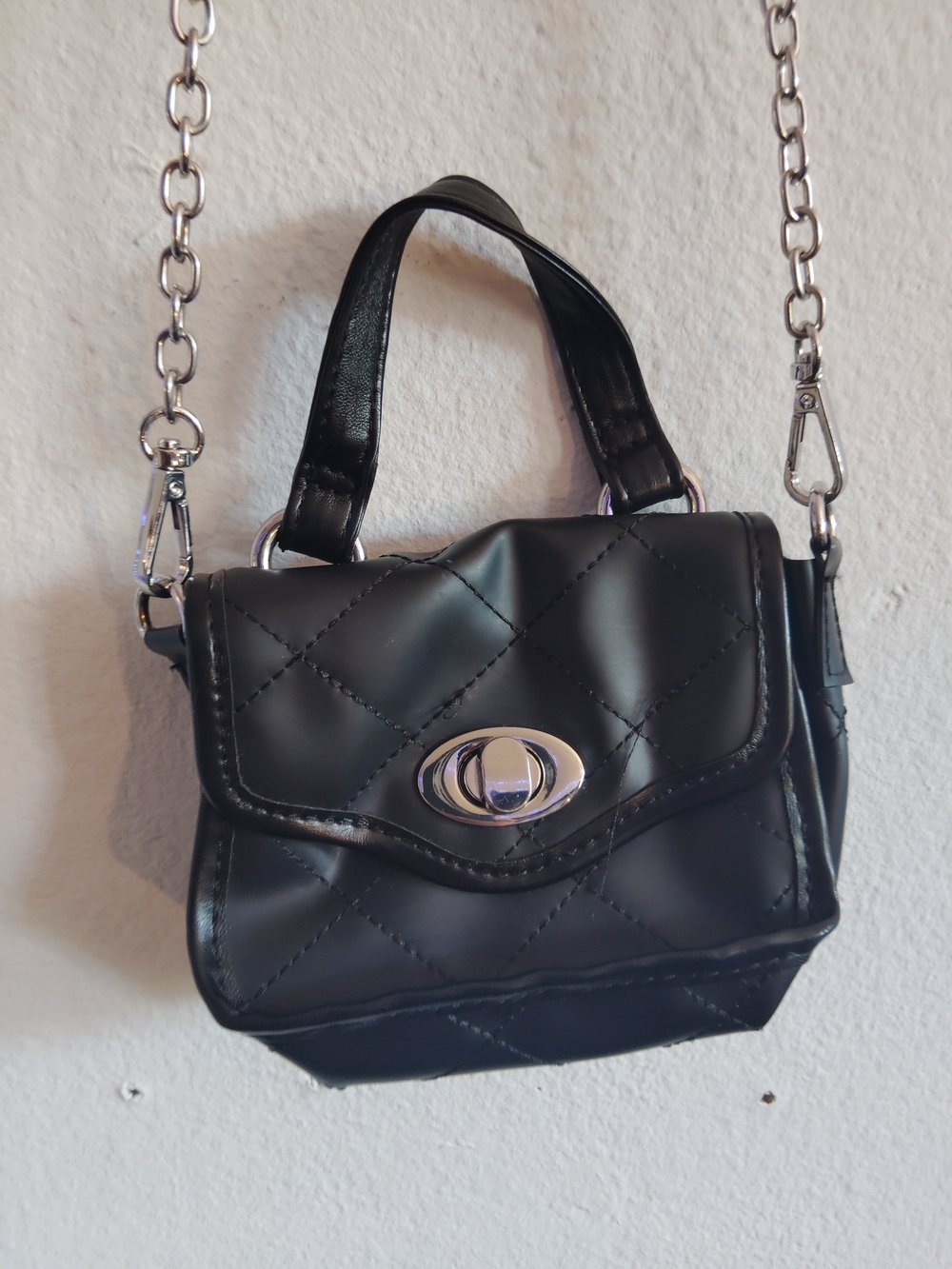 Forever 21 Black Mini Crossbody Bag with Silver Chain Strap